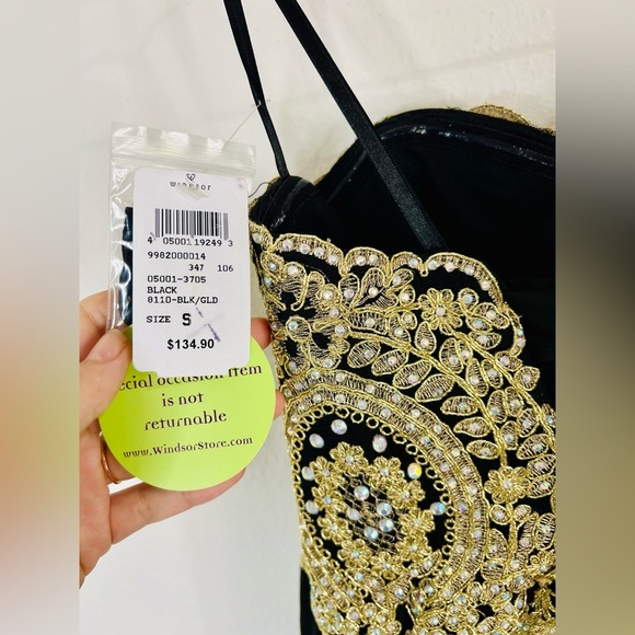 Windsor Women's Black Gold Strapless Dress Size Small Prom Homecoming Party - Picture 12 of 12